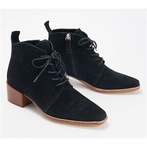 New Kelsi Dagger Womens Getaway Boots Black Suede Lace Up Western Stitches Sz 10